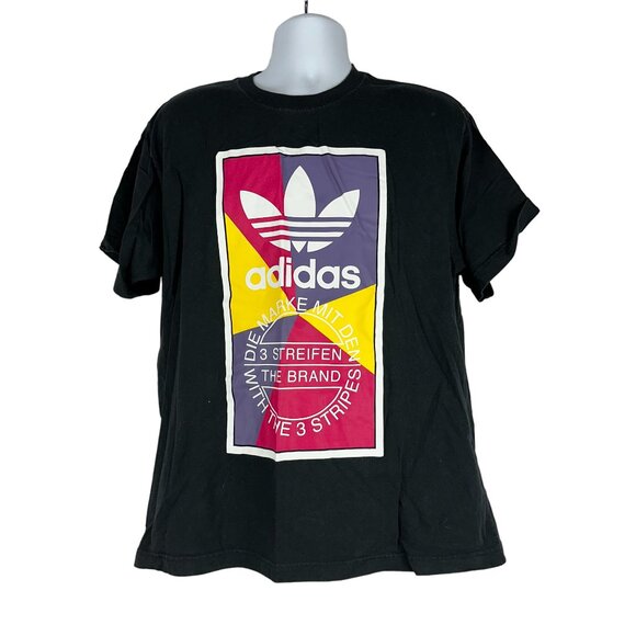 Adidas Men's Short Sleeved Crew Neck Graphic T-Shirt Size XL Black - Picture 2 of 8